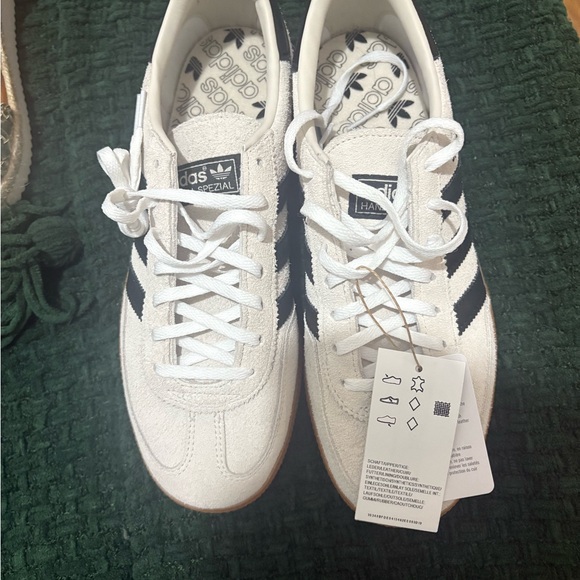 adidas Shoes - adidas Spezial White Suede Sneakers with Black Stripes